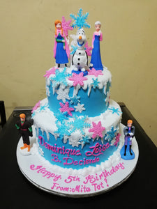 Two Layer Frozen Theme Personalized Cake