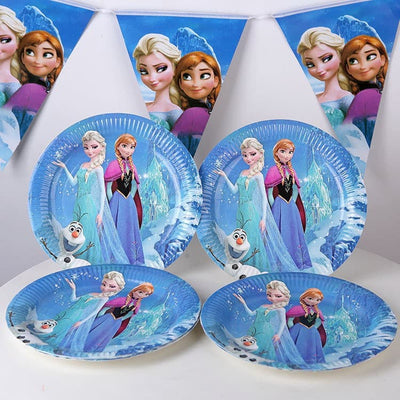 Frozen Themed Kiddie Party Paper Plates & Party Banner Set