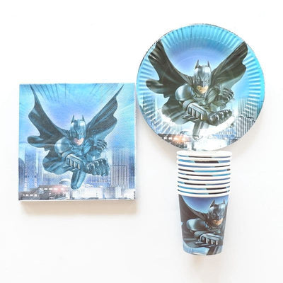 Batman Theme Paper Party Plates, Cups and Napkins Set