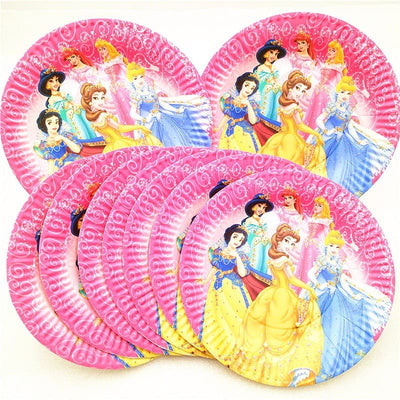 Pink Disney Princesses Themed Paper Plates For Party Celebrations