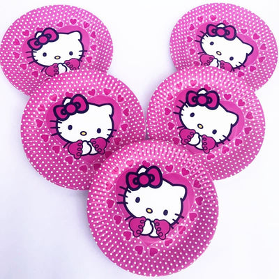 Hello Kitty Themed Pink Paper Plates For Party Celebrations