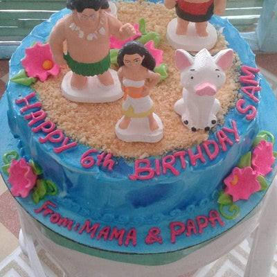 Single Layer Moana Theme Party Cake