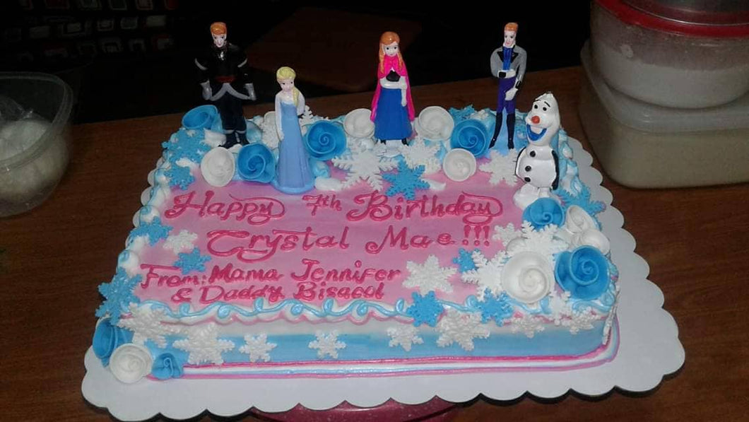 Frozen Theme Rectangular Birthday Cake