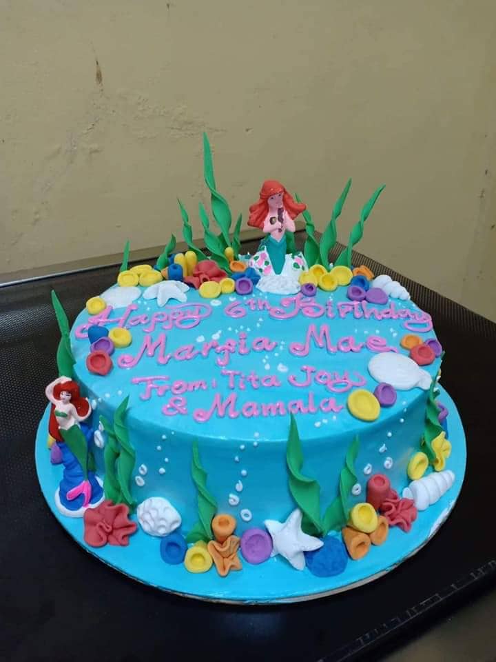 Single Layer Little Mermaid Theme Personalized Cake