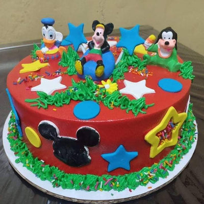 Single Layer Round Mickey Mouse Personalized Cake