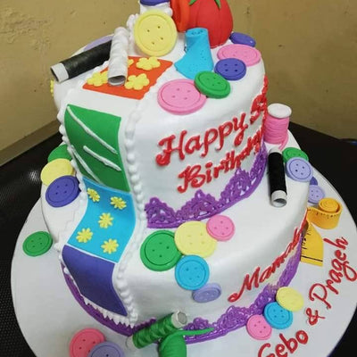 Two Layer Sewing Design Personalized Cake