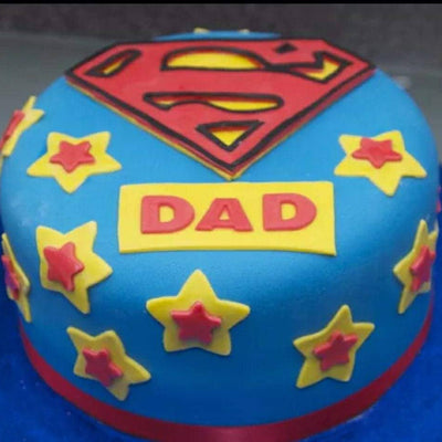 Single Layer Superman Theme Personalized Cake