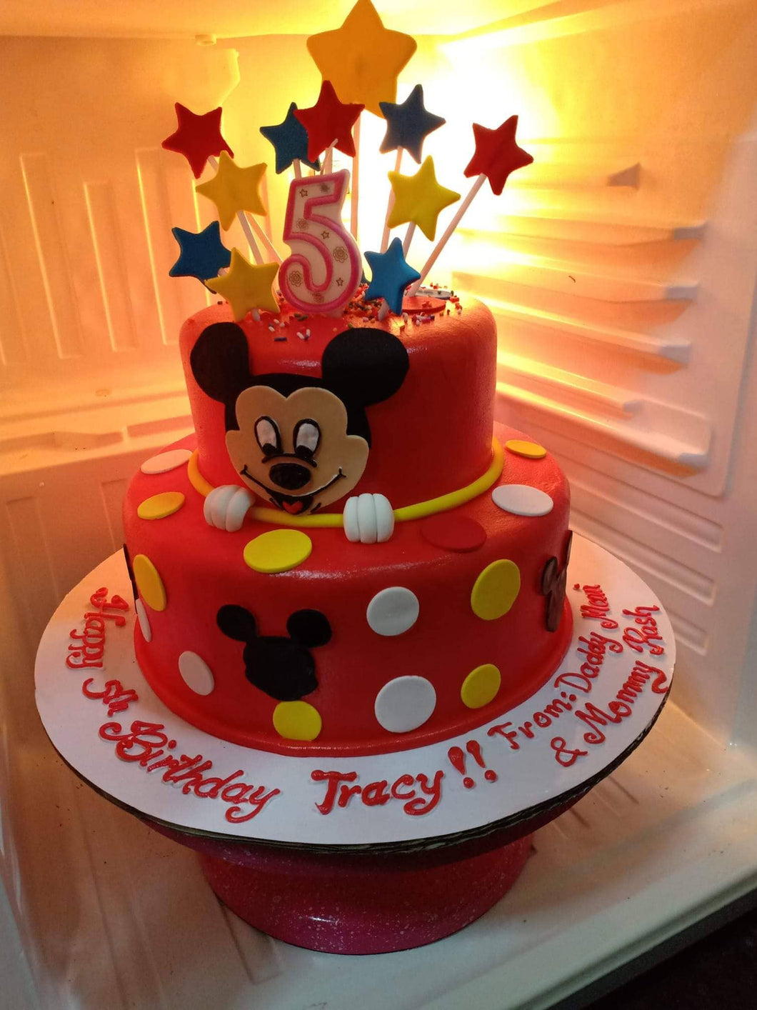 Two Layer Round Minnie Mouse Personalized Cake