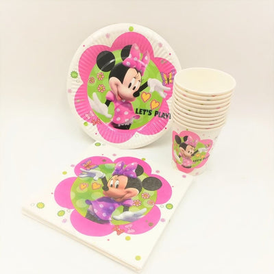Minnie Mouse Paper Party Plates, Cups and Napkins - Set