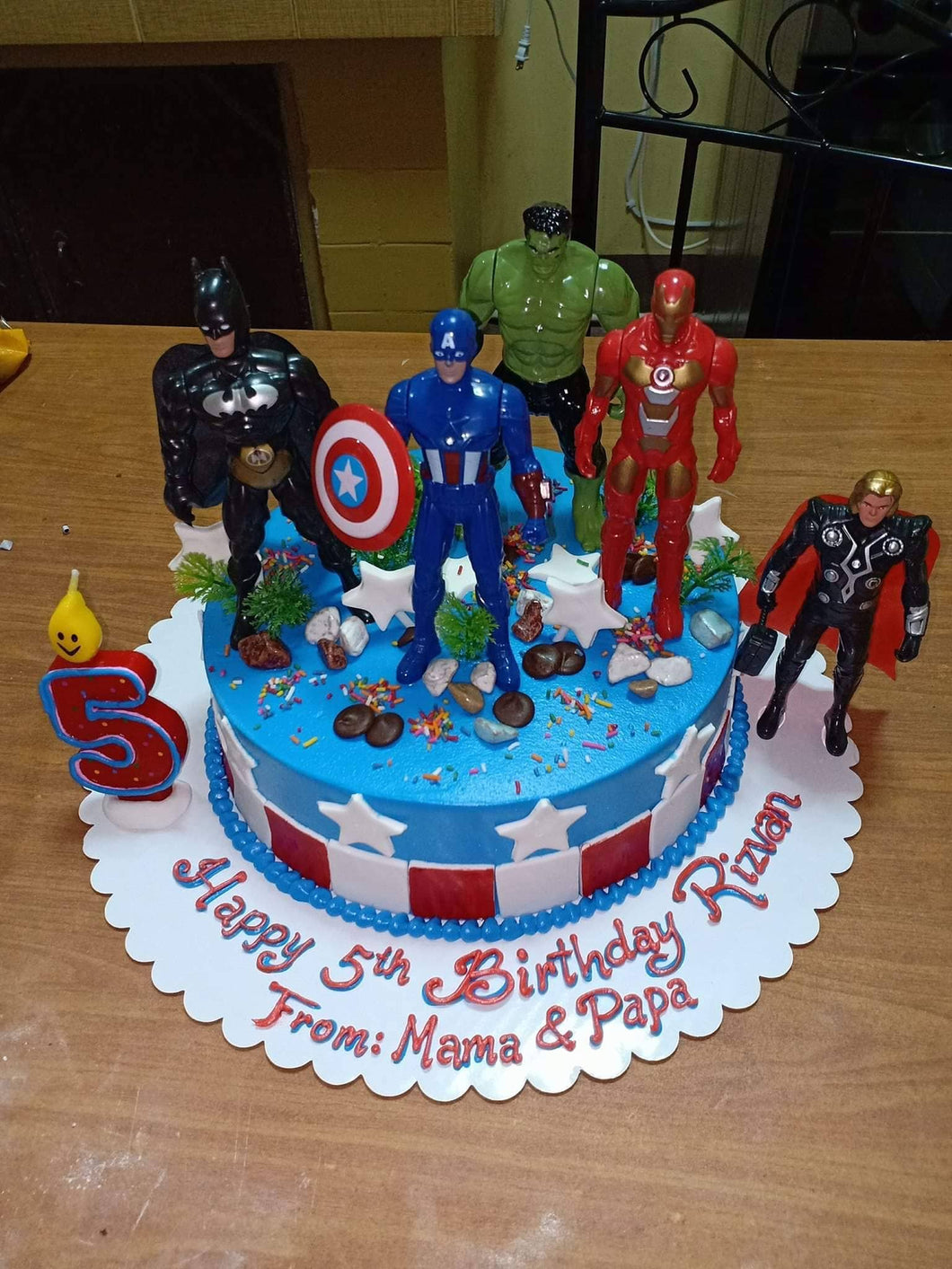 Single Layer The Avengers Personalized Birthday Cake