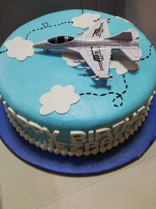 Single Layer Round Personalized Aeroplane Cake