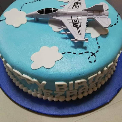 Single Layer Round Personalized Aeroplane Cake
