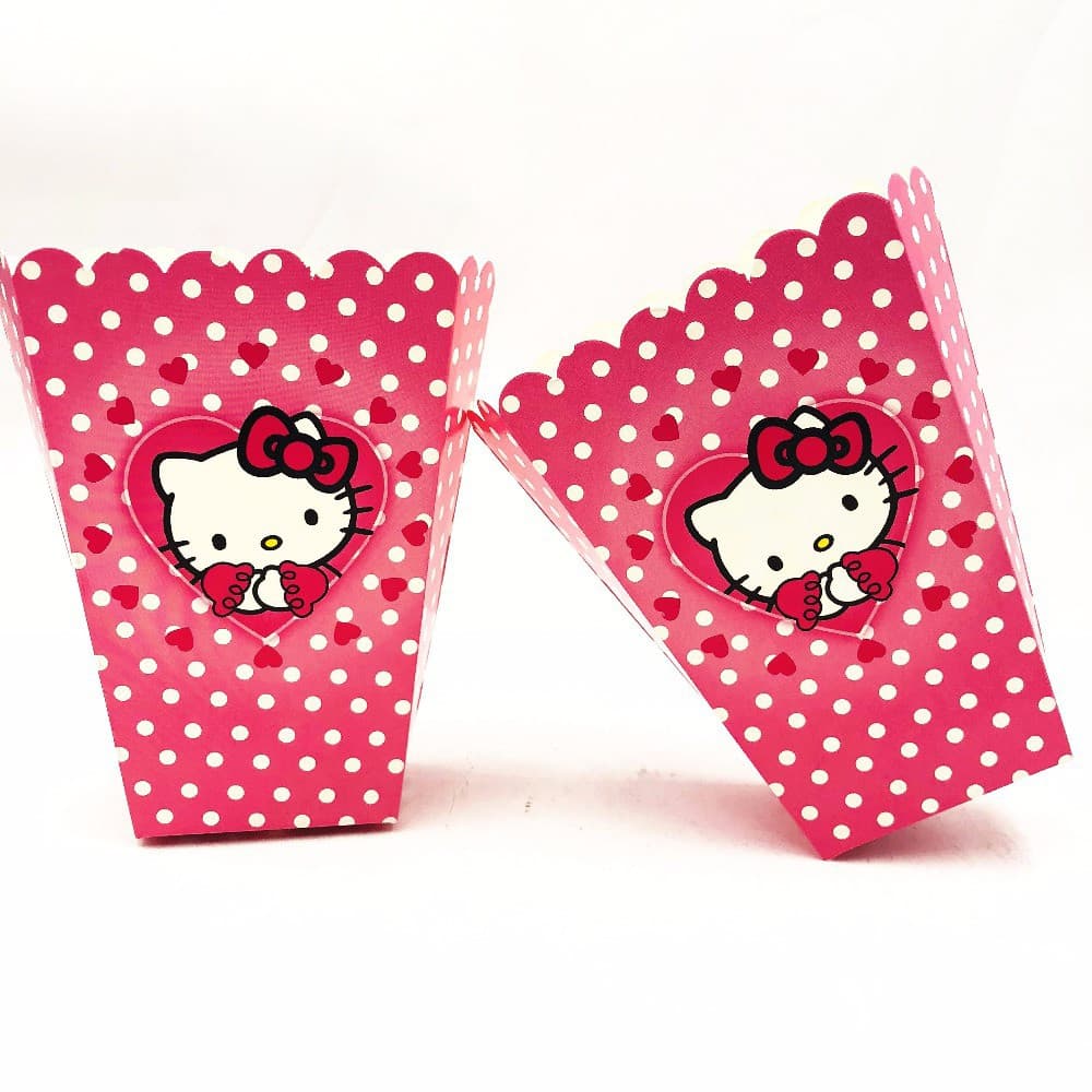 Magenta Polka dots Hello Kitty Party Popcorn Box
