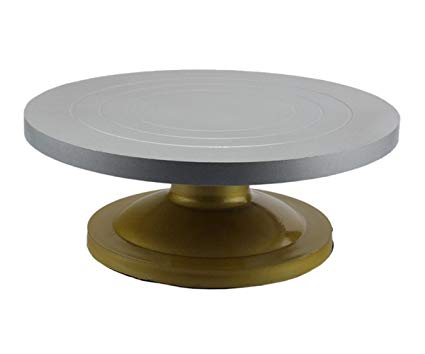 12 inch Silver-Gold Acrylic Cake Stand Revolving Server - Heavy Duty