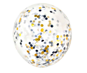 Latex Gold and Black Confetti Party Balloons