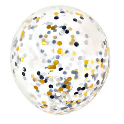 Latex Gold and Black Confetti Party Balloons
