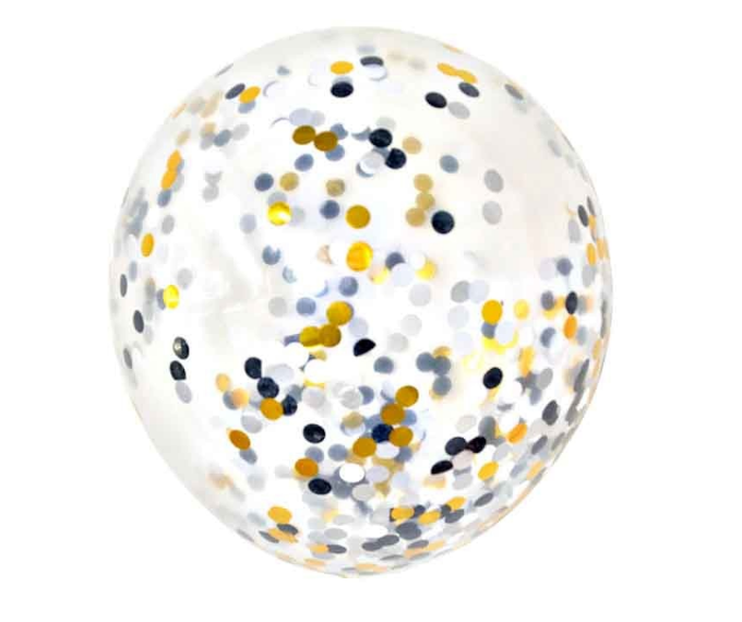 Latex Gold and Black Confetti Party Balloons