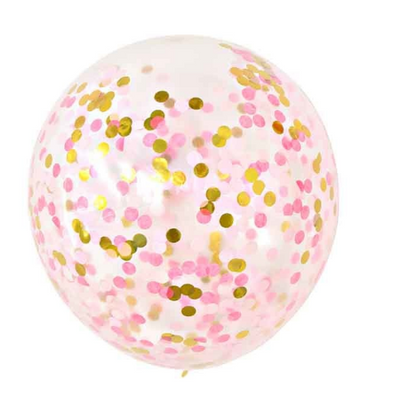 Latex Gold and Red Confetti Balloons