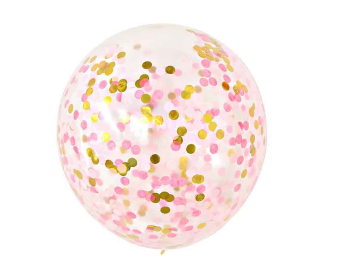 Latex Gold and Red Confetti Balloons