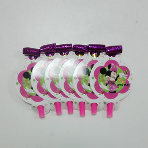 6 PCS. Minnie Mouse Noise Maker/Whistle Blowouts Party Decoration