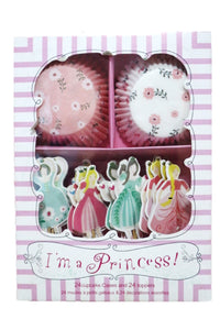I'm a Princess Cupcake Wrapper with Princesses on Stick (Set)