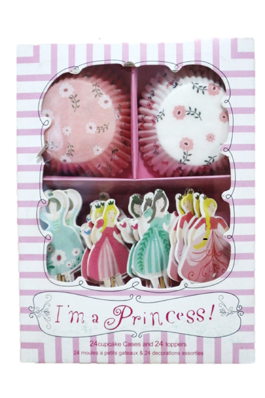 I'm a Princess Cupcake Wrapper with Princesses on Stick (Set)