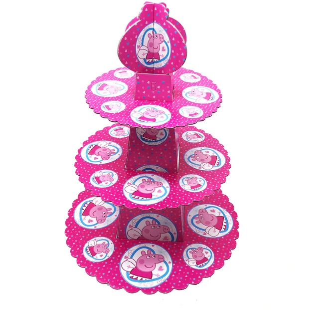 13.5 inches Cute Peppa Pig Themed Pink Colored  Cupcake Party Stand
