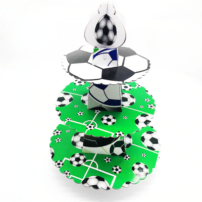 Soccer Themed Design Green Colored Cupcake Party Stand