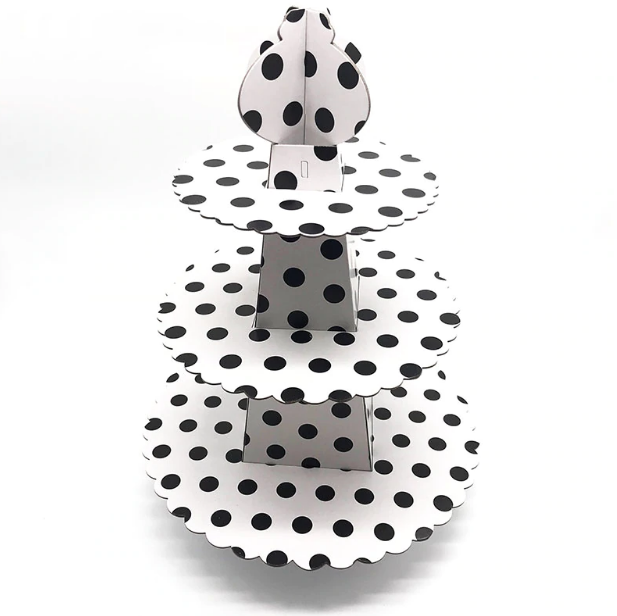  White & Black Polka Dots Cupcake Stand
