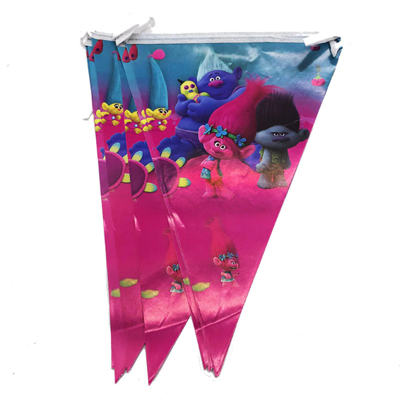 Trolls Themed Pink Colored Printed Party Banner