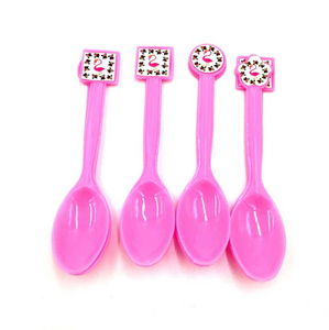 Flamingo Theme Pink Colored Kiddie Party Plastic Spoons