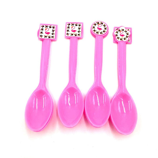 Flamingo Theme Pink Colored Kiddie Party Plastic Spoons
