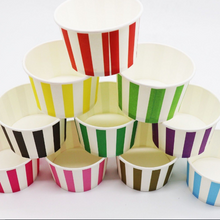 Load image into Gallery viewer, Colorful Stripe Theme Disposable Ice Party Cream/Soup Cups