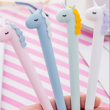 Load image into Gallery viewer, Cute Unicorn Themed Gel Pen with White and Pink Stripe Background