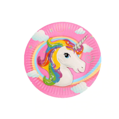 Pony Unicorn Themed Pink Paper Plate For Birthday Celebrations
