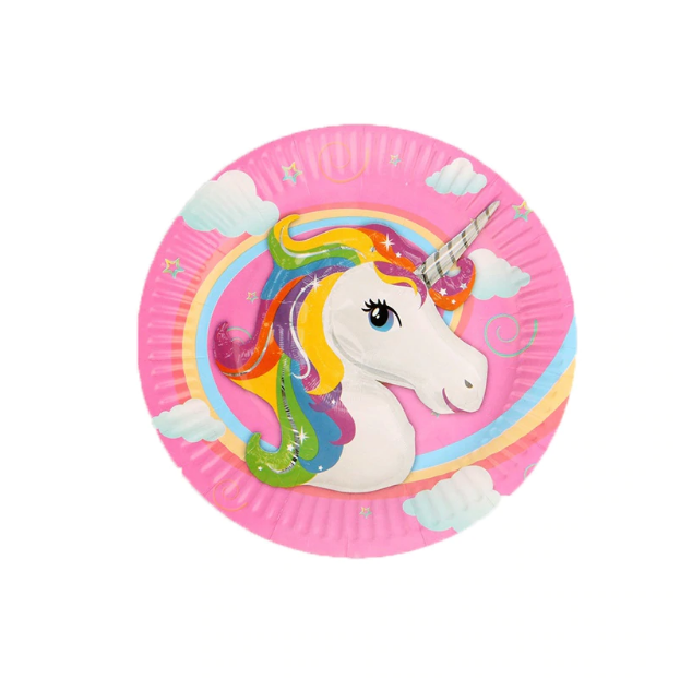 Pony Unicorn Themed Pink Paper Plate For Birthday Celebrations