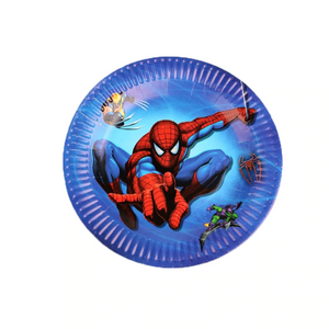 Spider Man Themed Blue Paper Plate For Birthday Celebrations