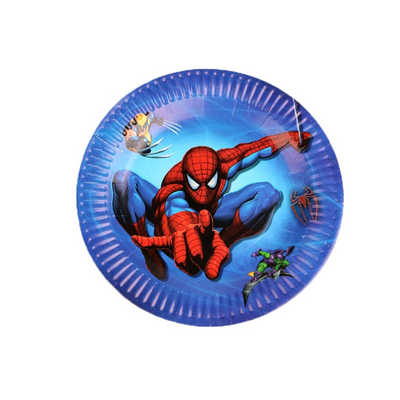 Spider Man Themed Blue Paper Plate For Birthday Celebrations