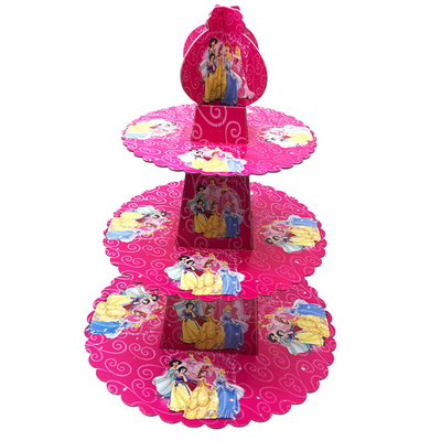 Cute Disney Princesses Featured Pink Colored Cupcake Party Stand